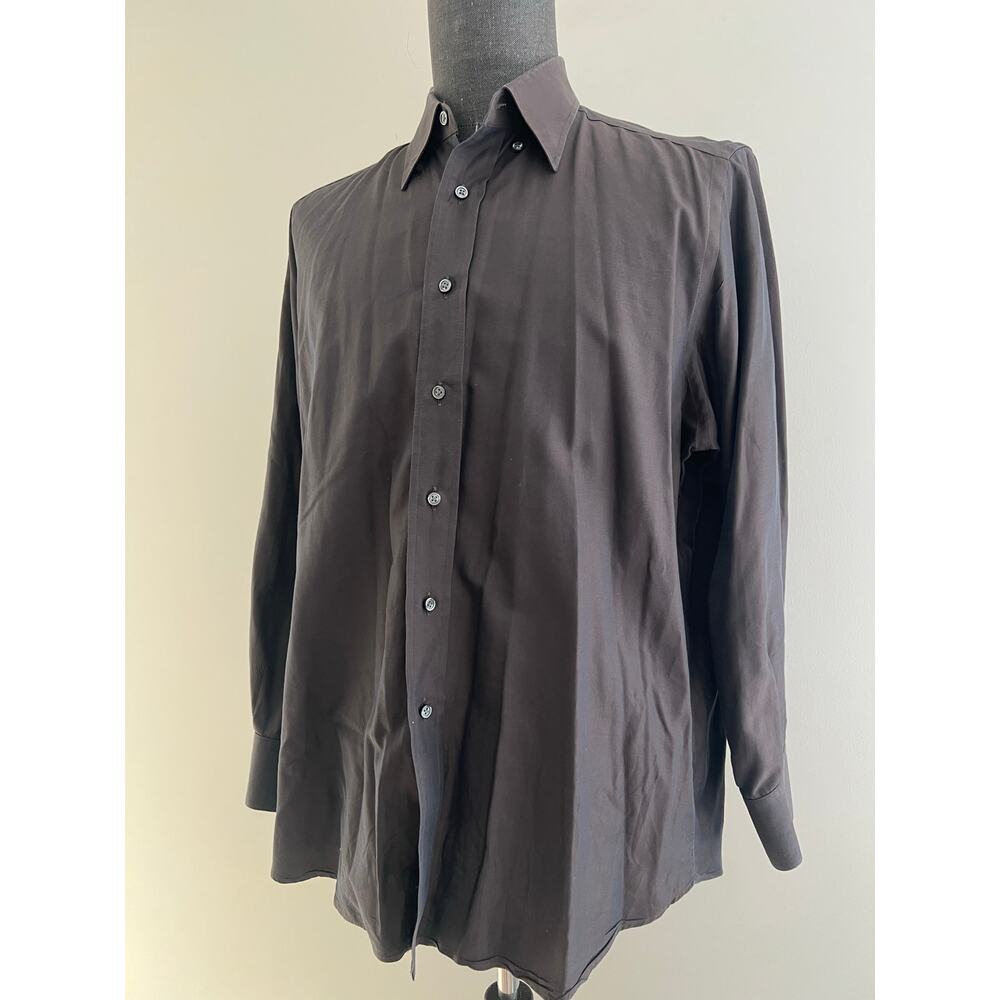Loro Piana Fabric Bespoke Button Down Dress Shirt Brown Iridescent Color SG - Picture 2 of 9